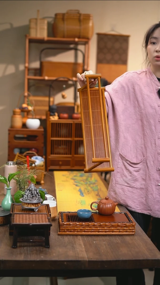 【闪购商品】摆件子曰杯架手工竹丝