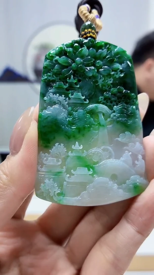 未镶嵌定制翡翠5060MM-毛货挂件85