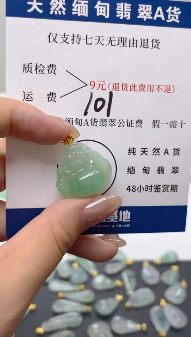 颈饰18K金镶嵌翡翠天然A货翡翠