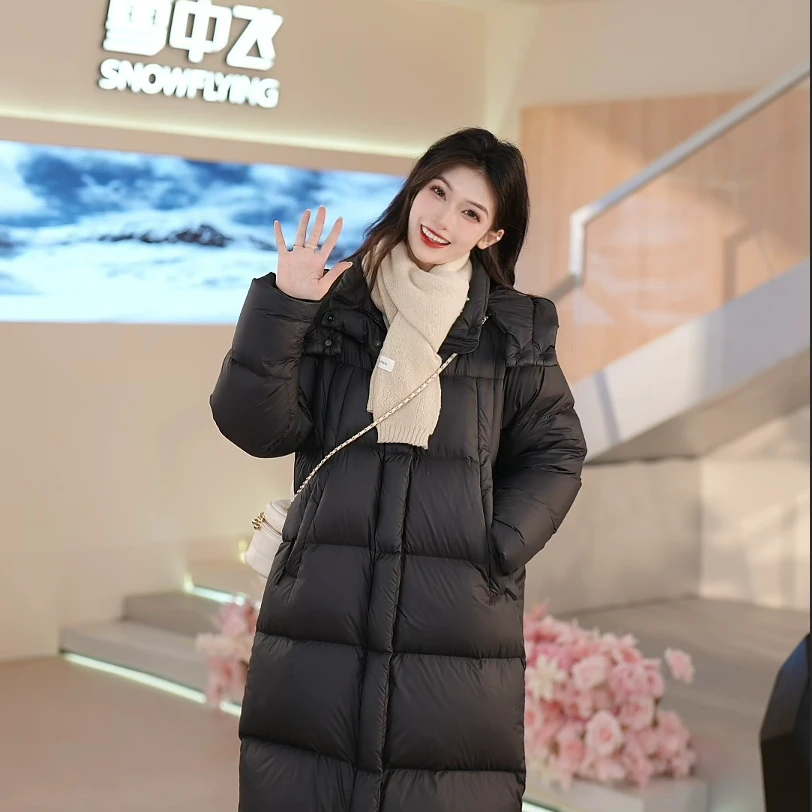 雪中飞羽绒服长款时尚百搭女款X301419896F