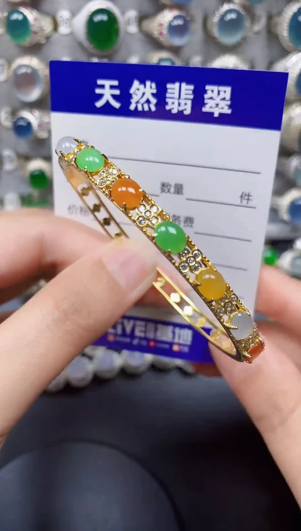 银S925镶嵌手镯翡翠163