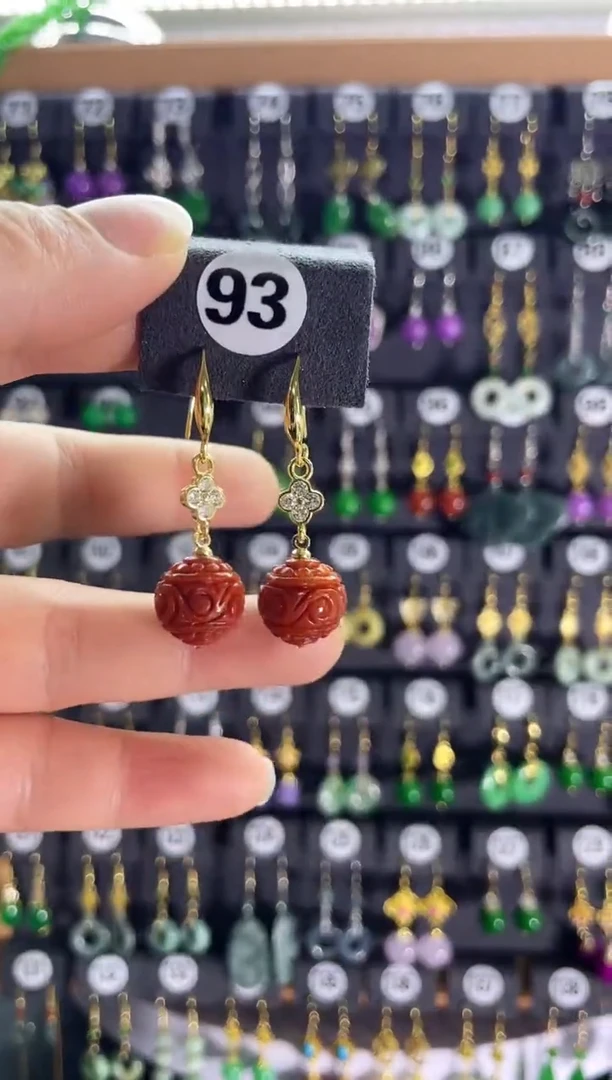 【闪购商品】翡翠耳饰银S925镶嵌新93...