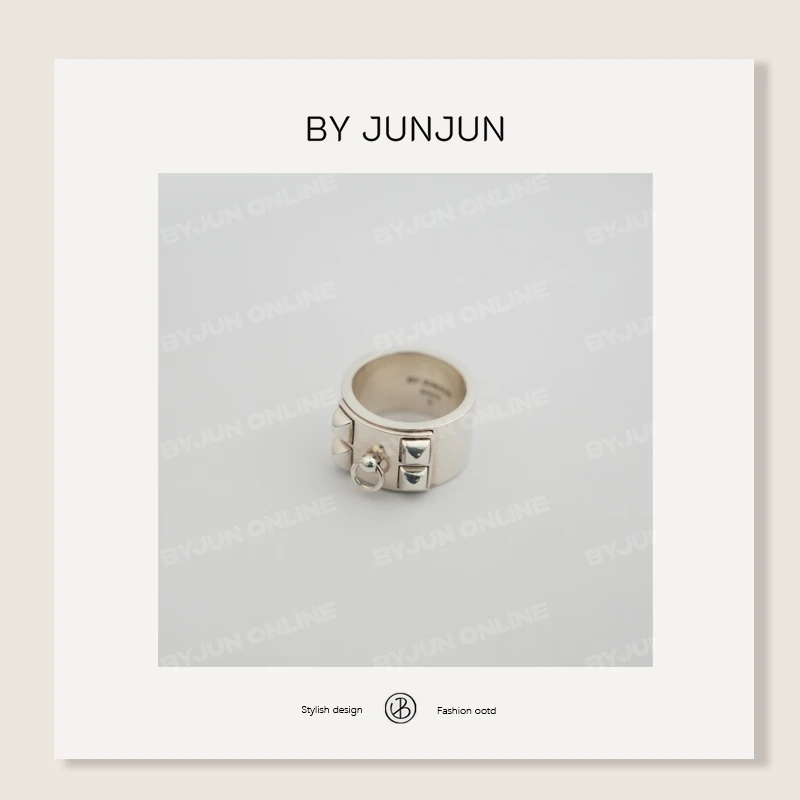 ByJunjun 925银戒指 【艾玛铆钉】高克重通体银戒指C25X1420