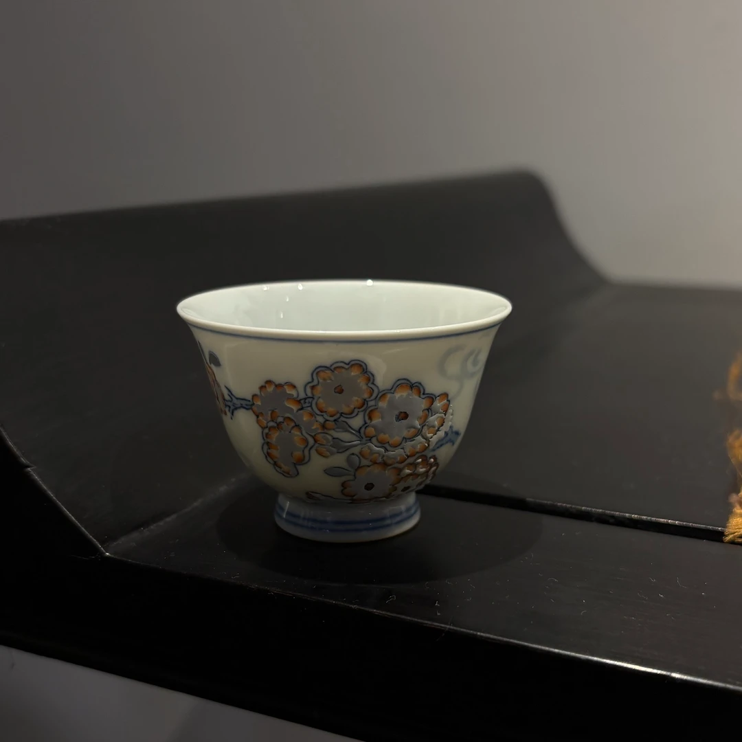 珽珽茶器【涂杏花】斗彩杏花杯 瓷器茶周边