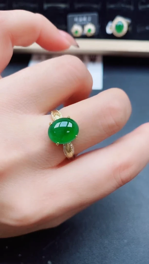 翡翠戒指银S925镶嵌50800