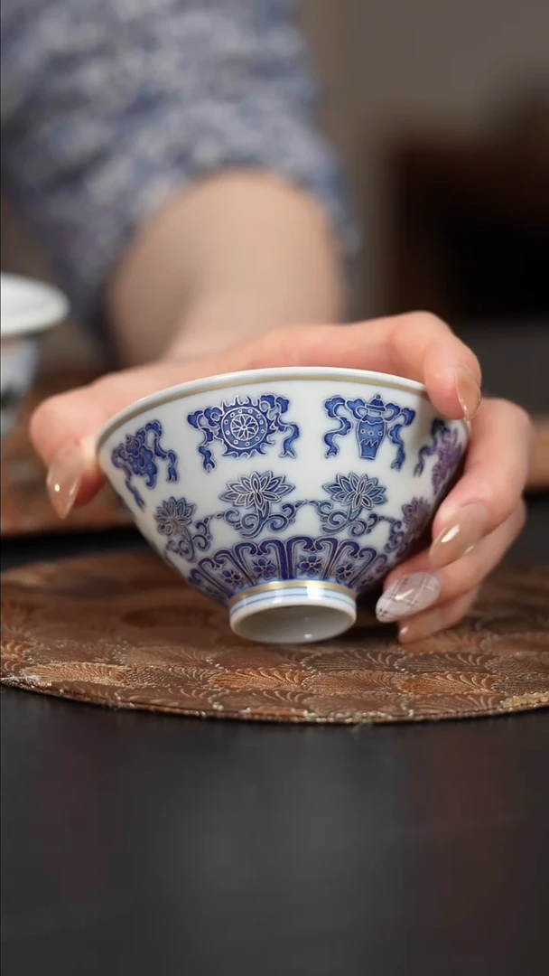 【闪购商品】杯四景堂青花描银