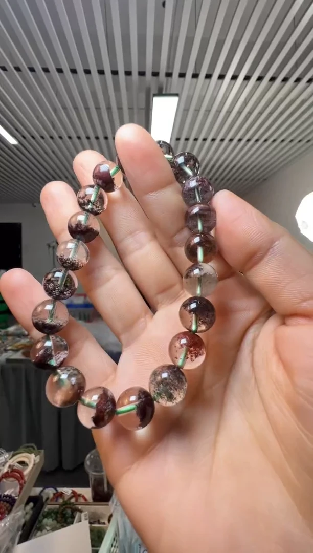 水晶手串未镶嵌约10-10.5mm四季幽灵圆珠单圈