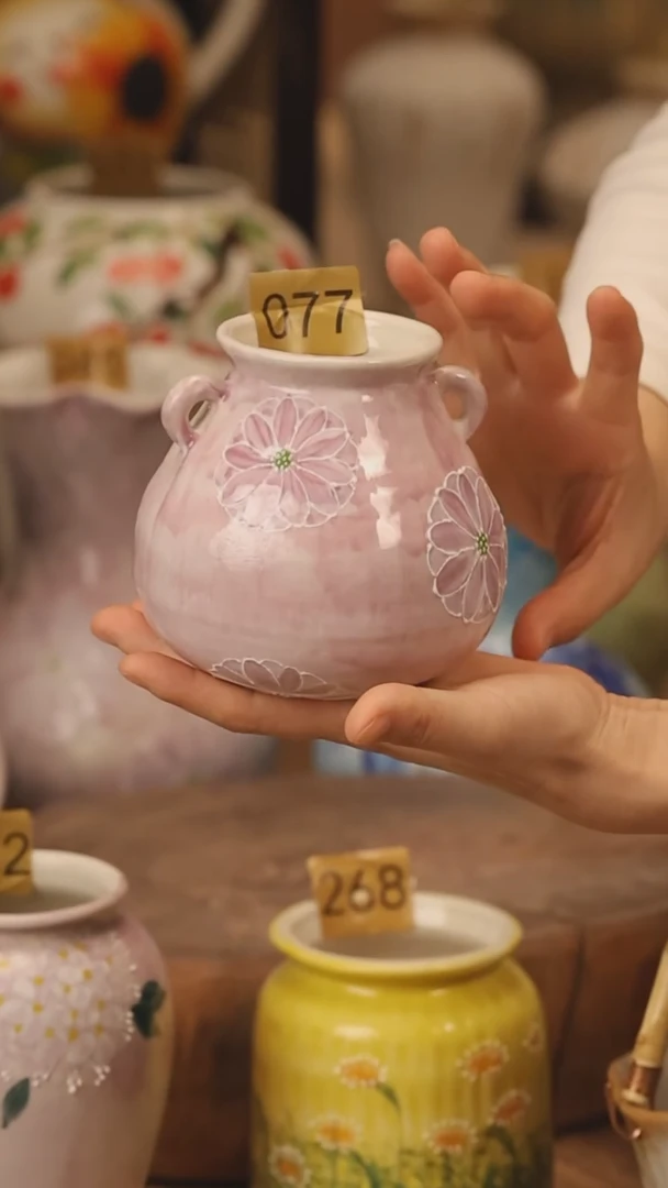 陶瓷景德镇设计师手作花器摆件侘寂风@M077@
