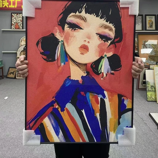 手工砂岩小众系列手工填充填色解压治愈系挂画6080