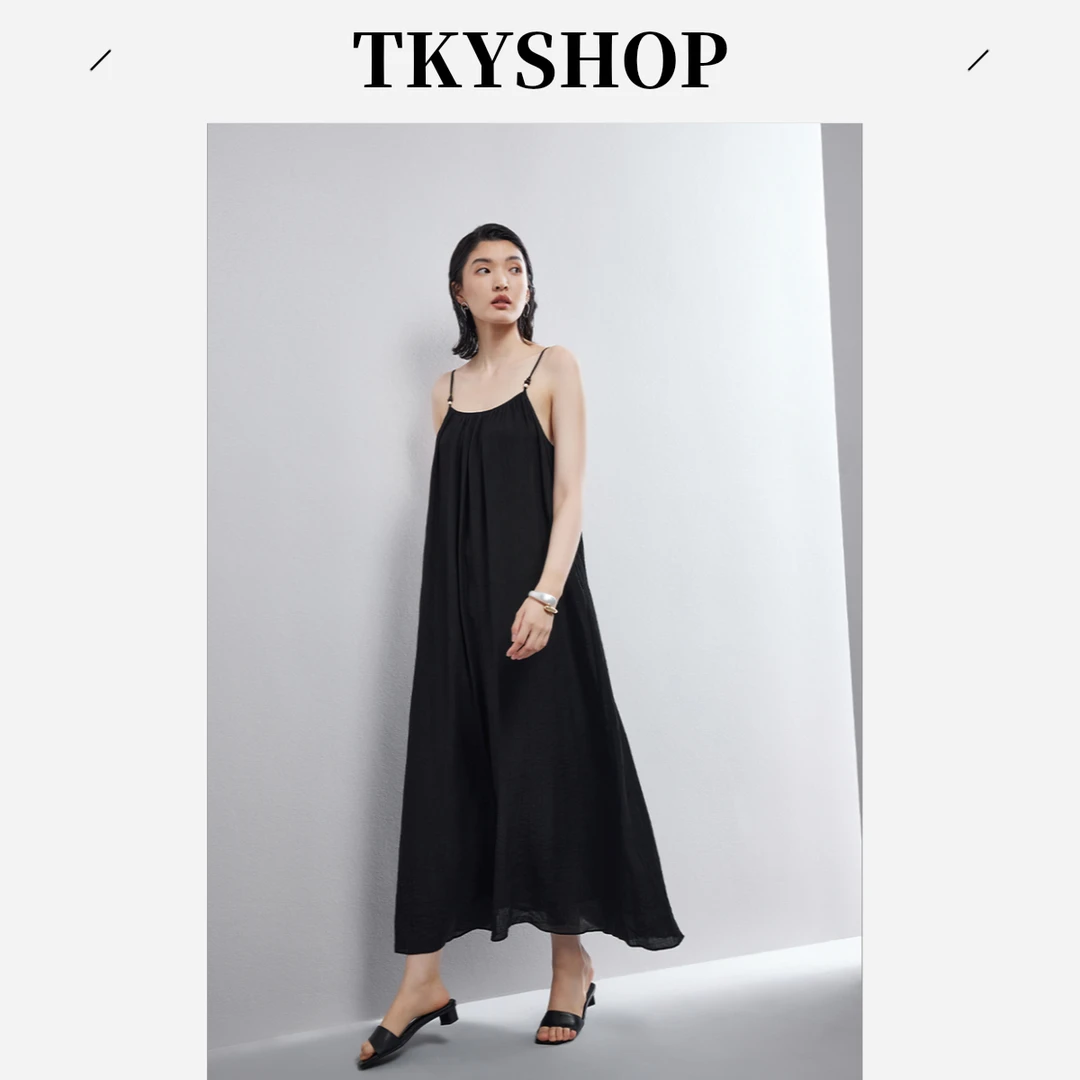 TKYSHOP新中式宫廷风休闲气质吊带连衣裙慵懒静奢风 10H1WA02M010