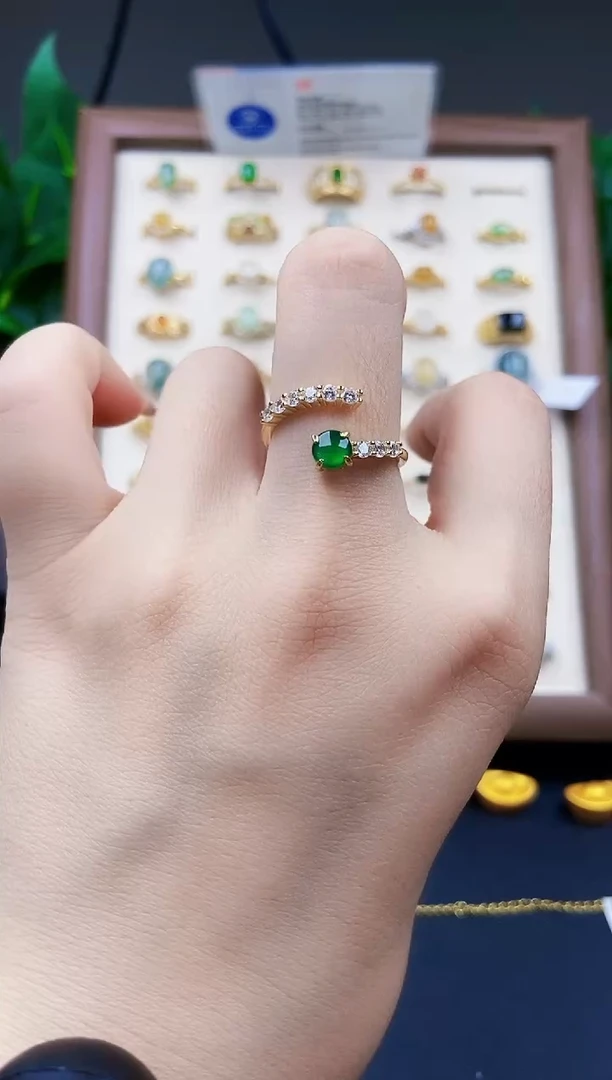 银S925镶嵌戒指翡翠12