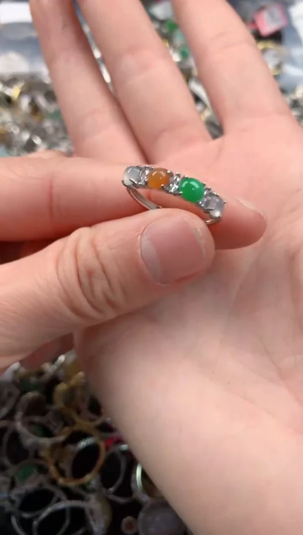 银S925镶嵌戒指翡翠222   8