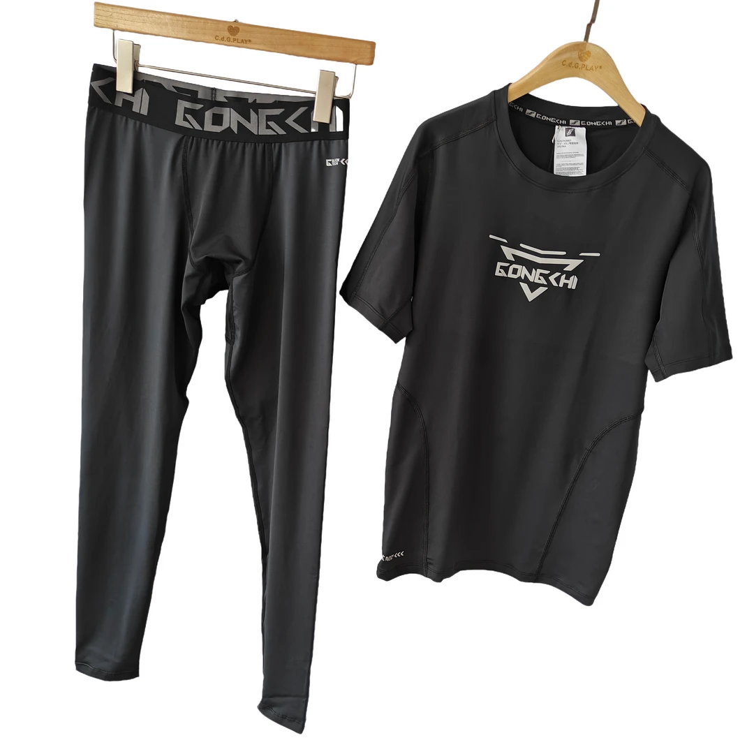 男款运动套装健身短袖长裤6002