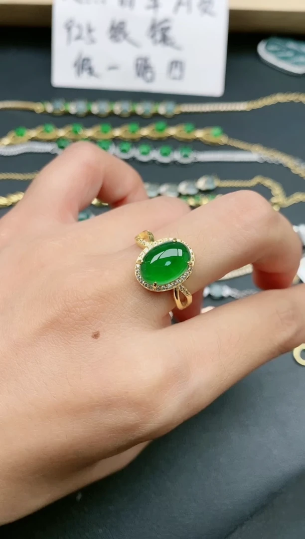 翡翠戒指银S925镶嵌111111