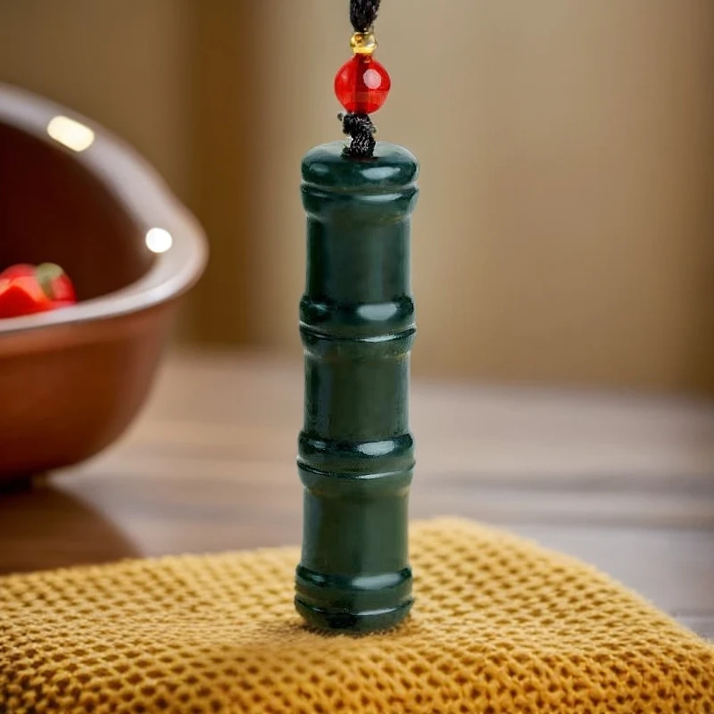 《蒋总抖音基地质检发货》天然和田玉竹节吊坠