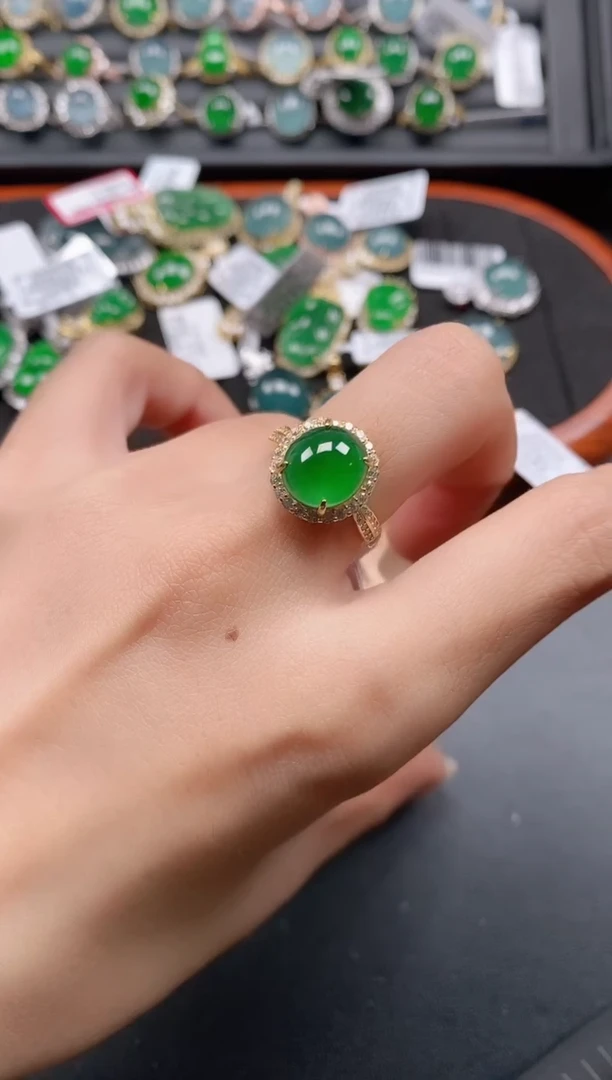 银S925镶嵌戒指翡翠111