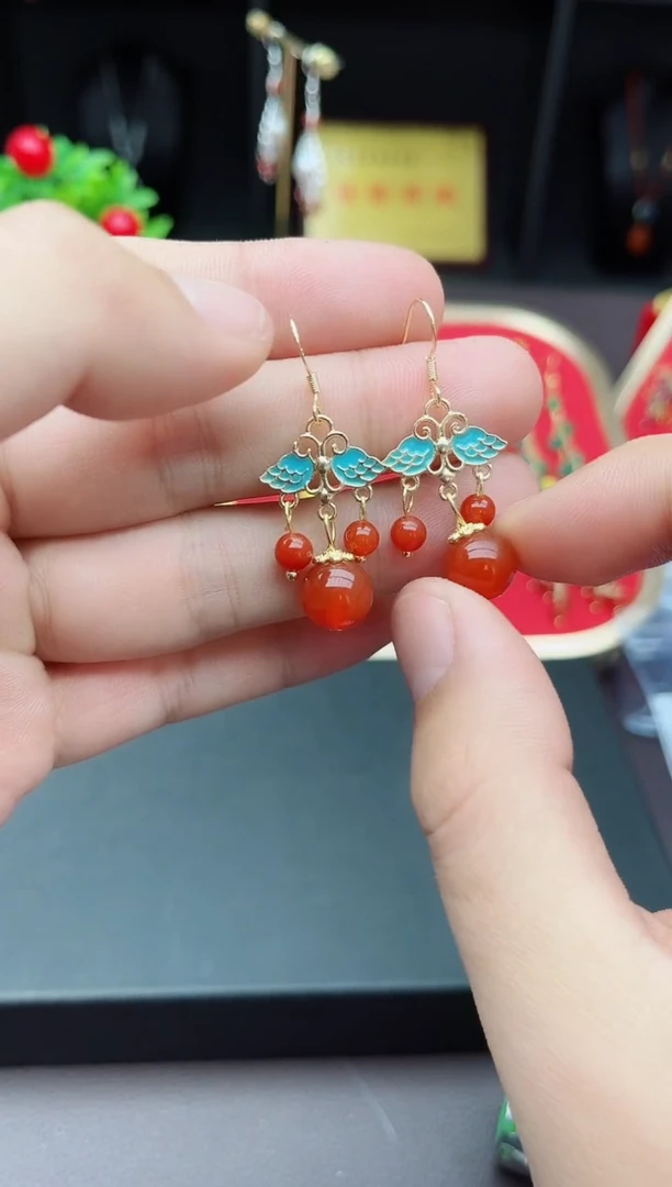 【闪购商品】玛瑙/玉髓耳钉银S925镶嵌530000