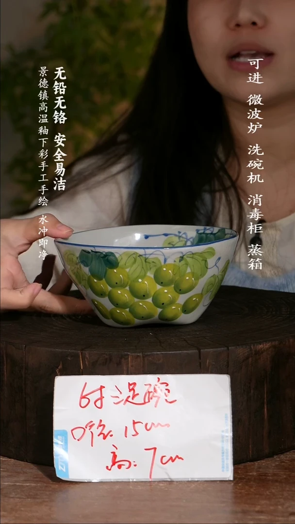 碗陶瓷景德镇高温瓷釉下彩手绘陶瓷