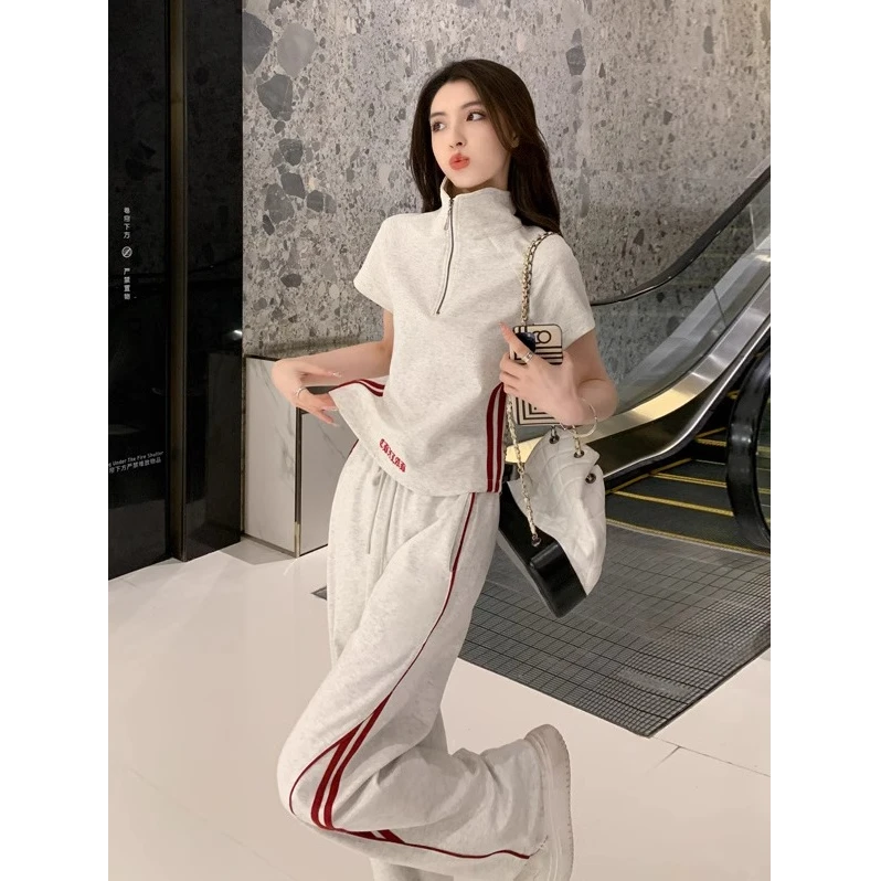 夏日穿搭套装韩系显瘦减龄运动休闲套装禅意气质款女装