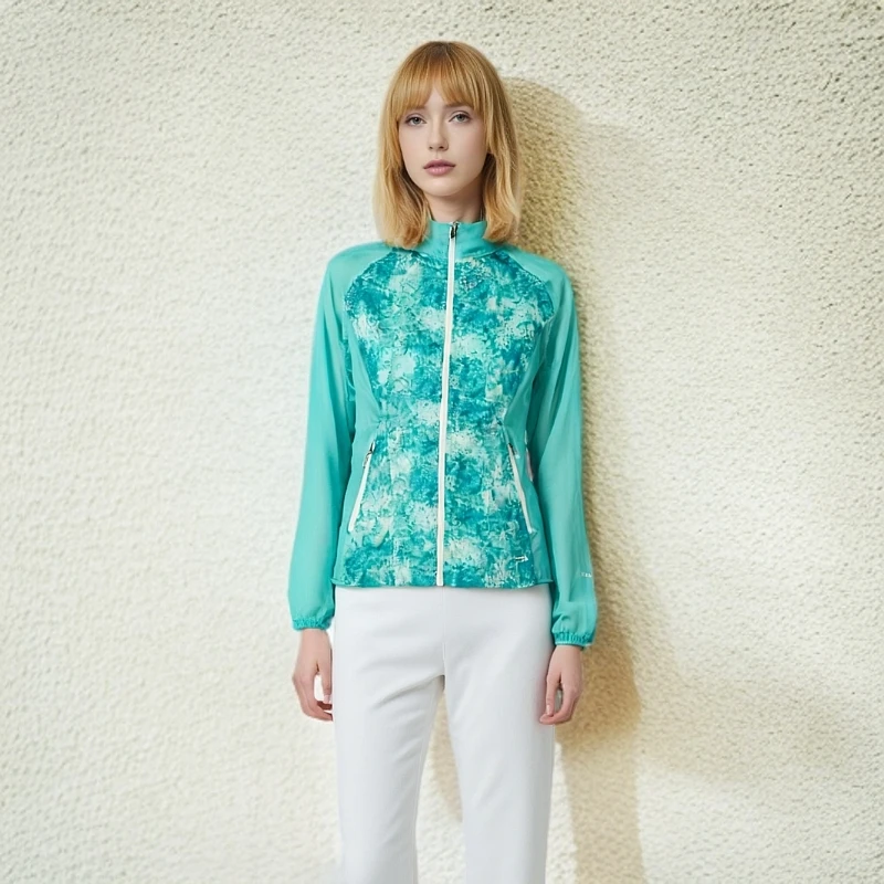 透气防晒衣印花拼接女迷彩休闲拉链复古港风女装皮肤衣M111612014