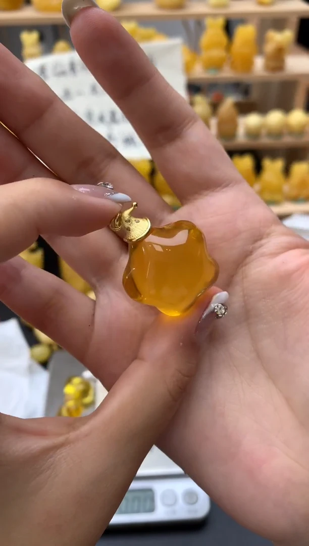 琥珀银S925镶嵌珠宝奇石101琥珀蜜蜡微瑕花粉