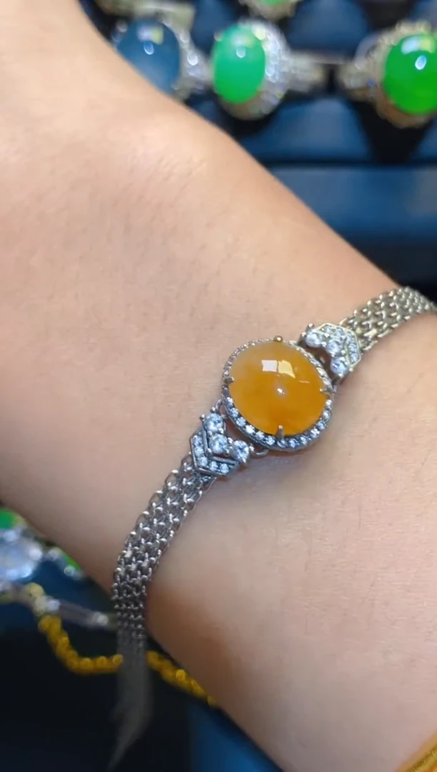 银S925镶嵌翡翠耳饰天然