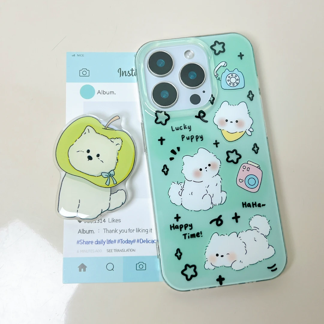 IMD手机壳可爱薄荷绿小白猫适用苹果16iPhone15华为小米oppovivo