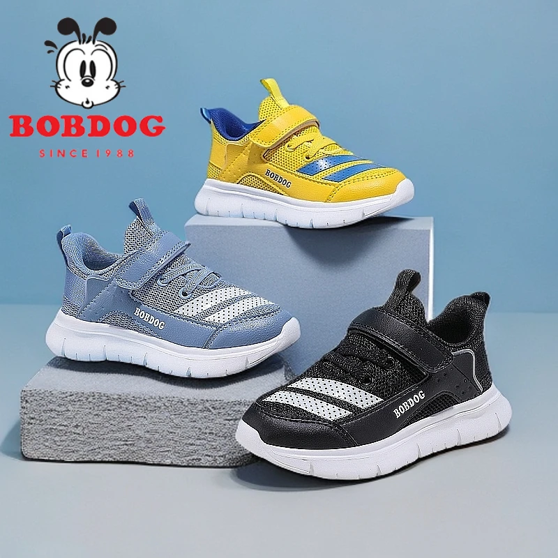 巴布豆2025年新款透气跑步鞋男镂空运动鞋女男童春秋网面秋季鞋子