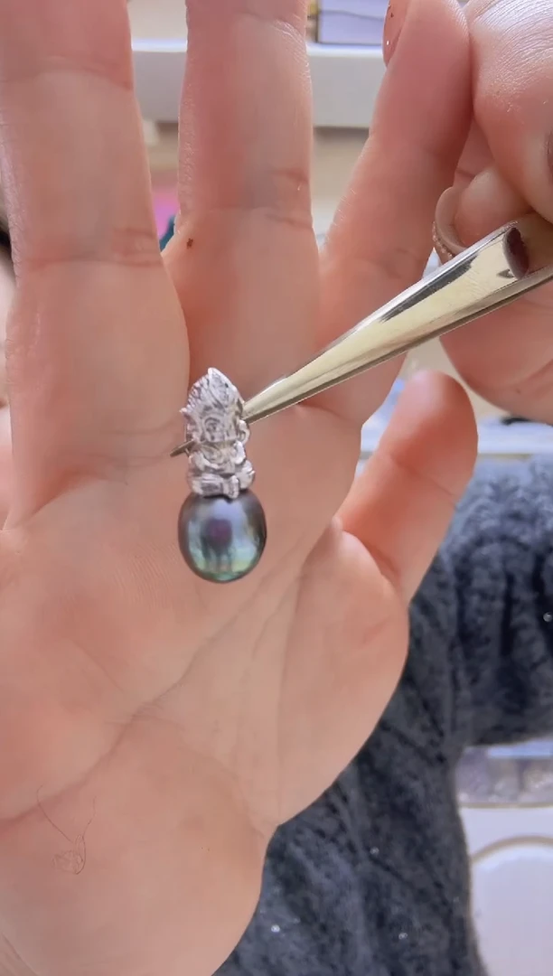 【闪购商品】海水珍珠吊坠(不含链)未镶嵌大溪地8.8mm+S925银吊坠