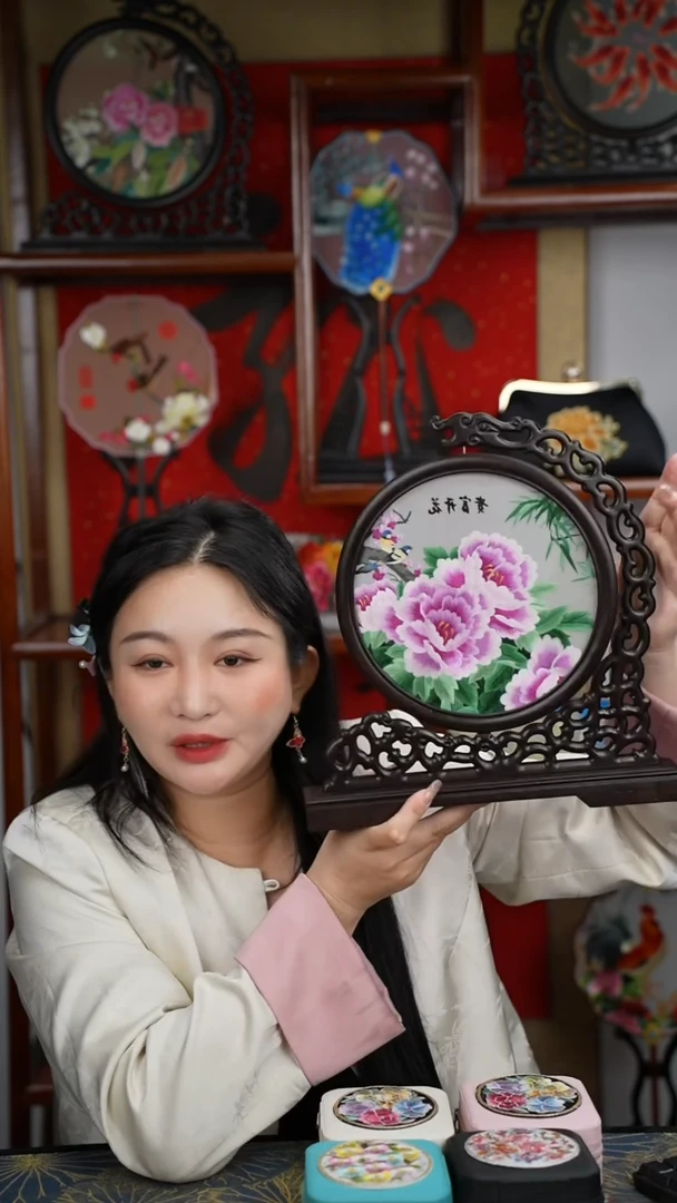 刺绣摆件摆台双面绣花