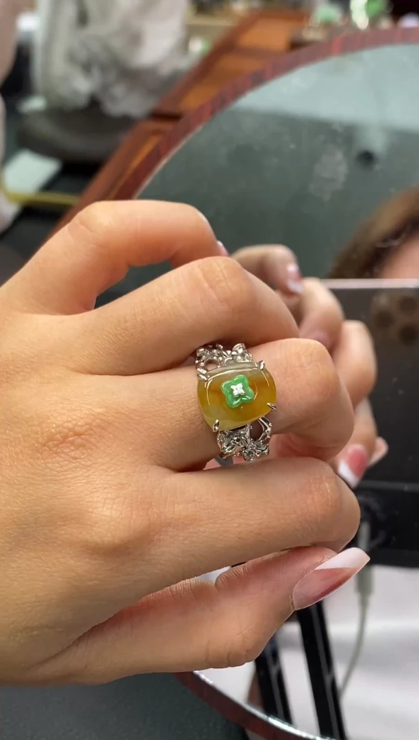 颈饰银S925镶嵌翡翠净货14956