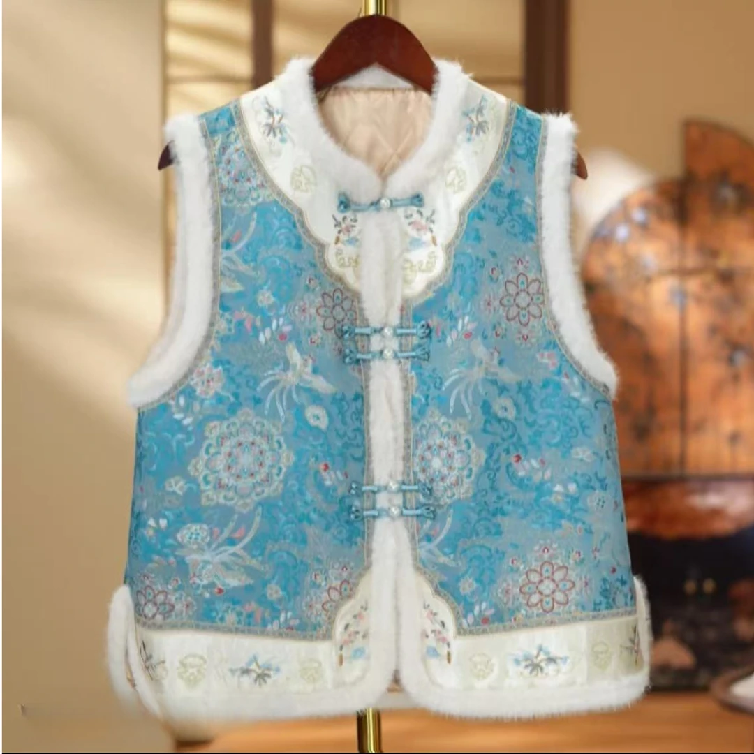 《雁无声-棉马甲》加棉加厚2025新中式国风提花女士百搭马甲秋冬