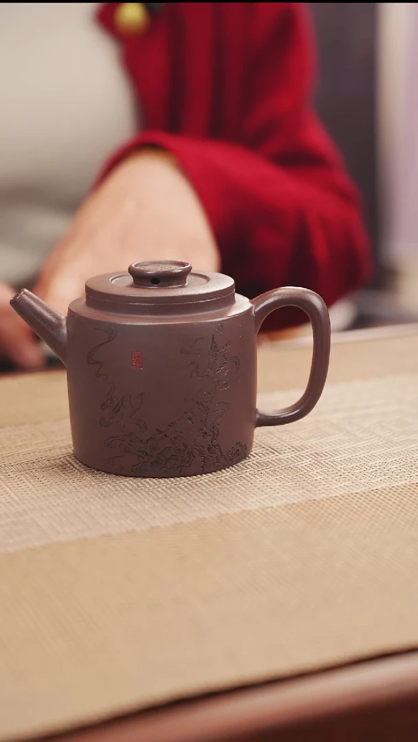 原矿天青紫泥高巨轮紫砂壶15