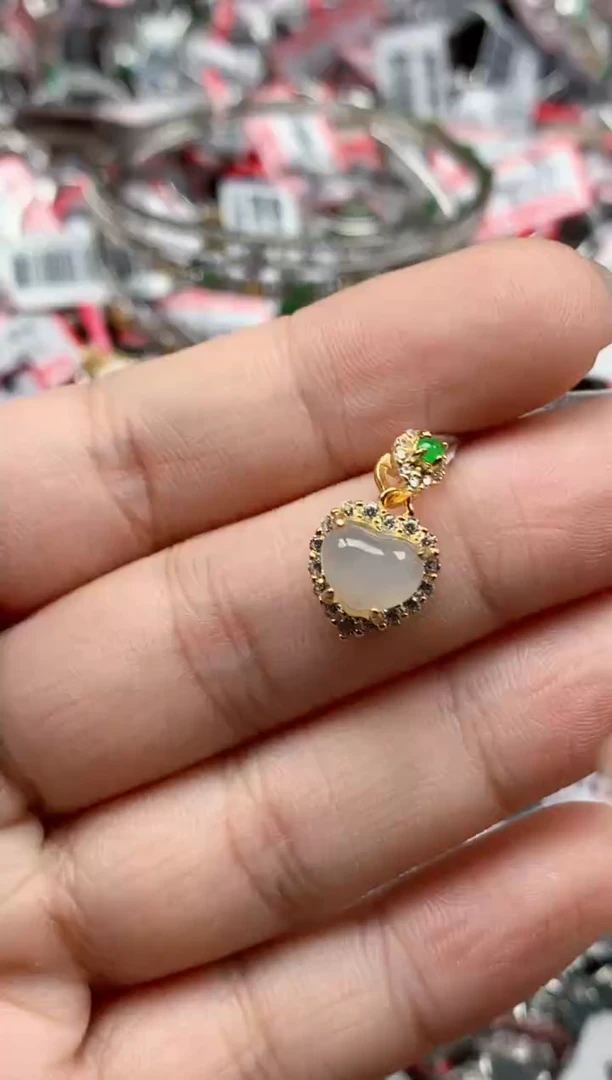 银S925镶嵌戒指翡翠天然A货缅甸翡翠