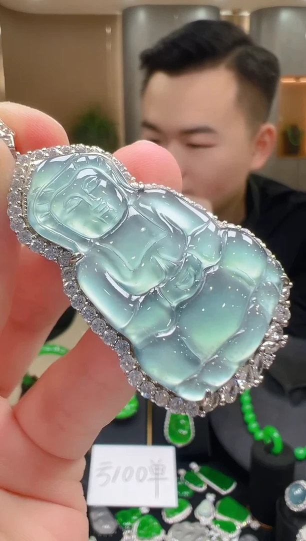 吊坠(不含链)银S925镶嵌翡翠天然A货翡翠多样性发一