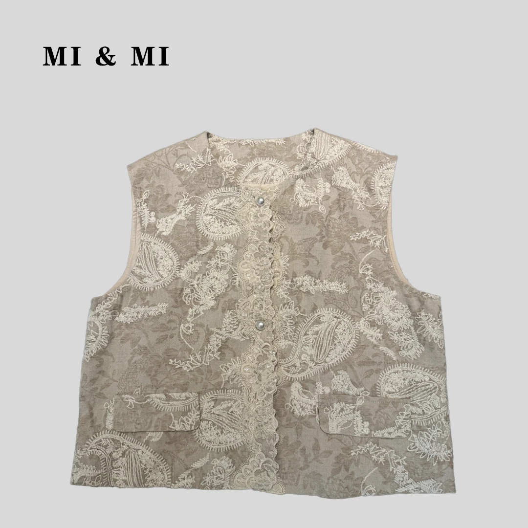 MI YU 春季国风蕾丝花边腰果花马甲 2502-052