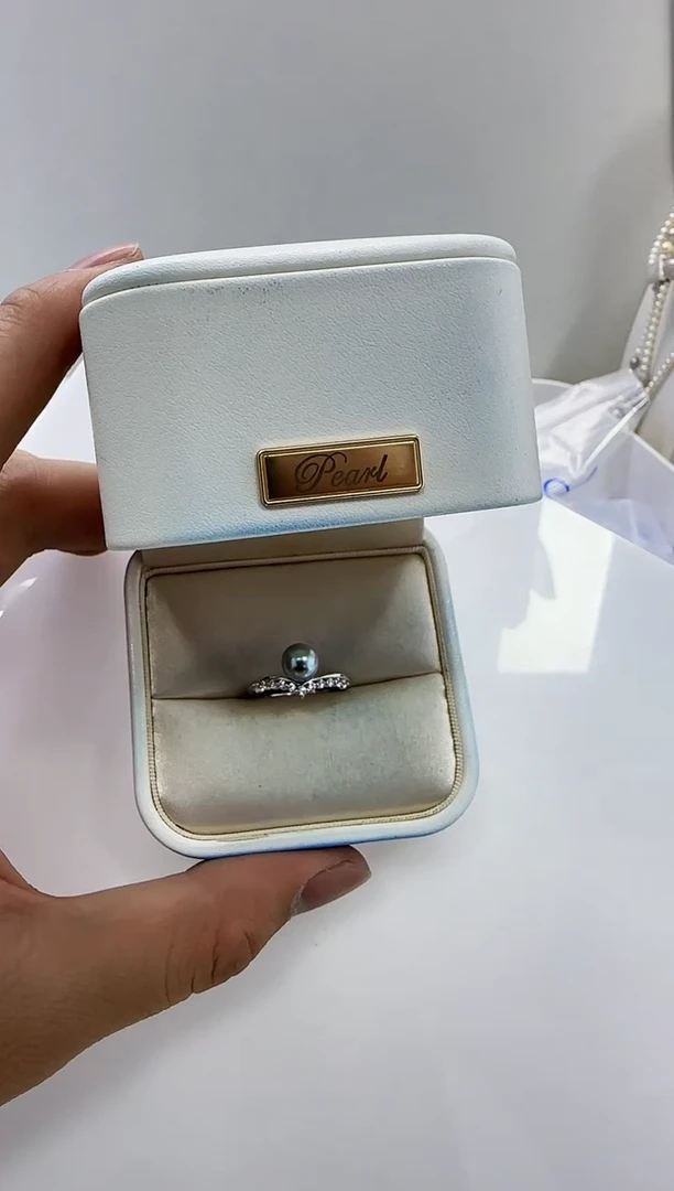 【闪购商品】海水珍珠DA银S925镶嵌c791 灰珠戒指7