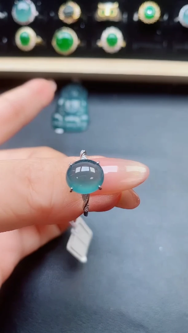 翡翠戒指银S925镶嵌321312