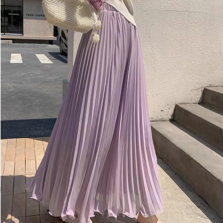 重工雪纺压褶三宅风半身裙女夏季中长款百褶裙垂坠感a字大摆裙子