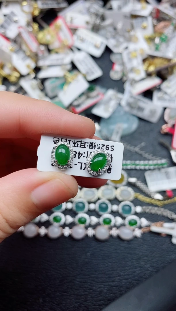 银S925镶嵌戒指翡翠1