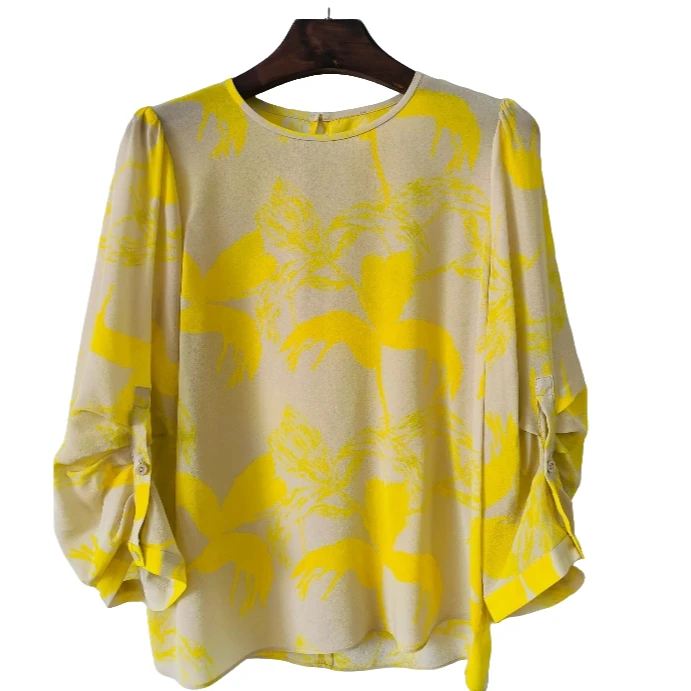 【金多乾】桑蚕丝圆领印花女士上衣气质衬衫S5857