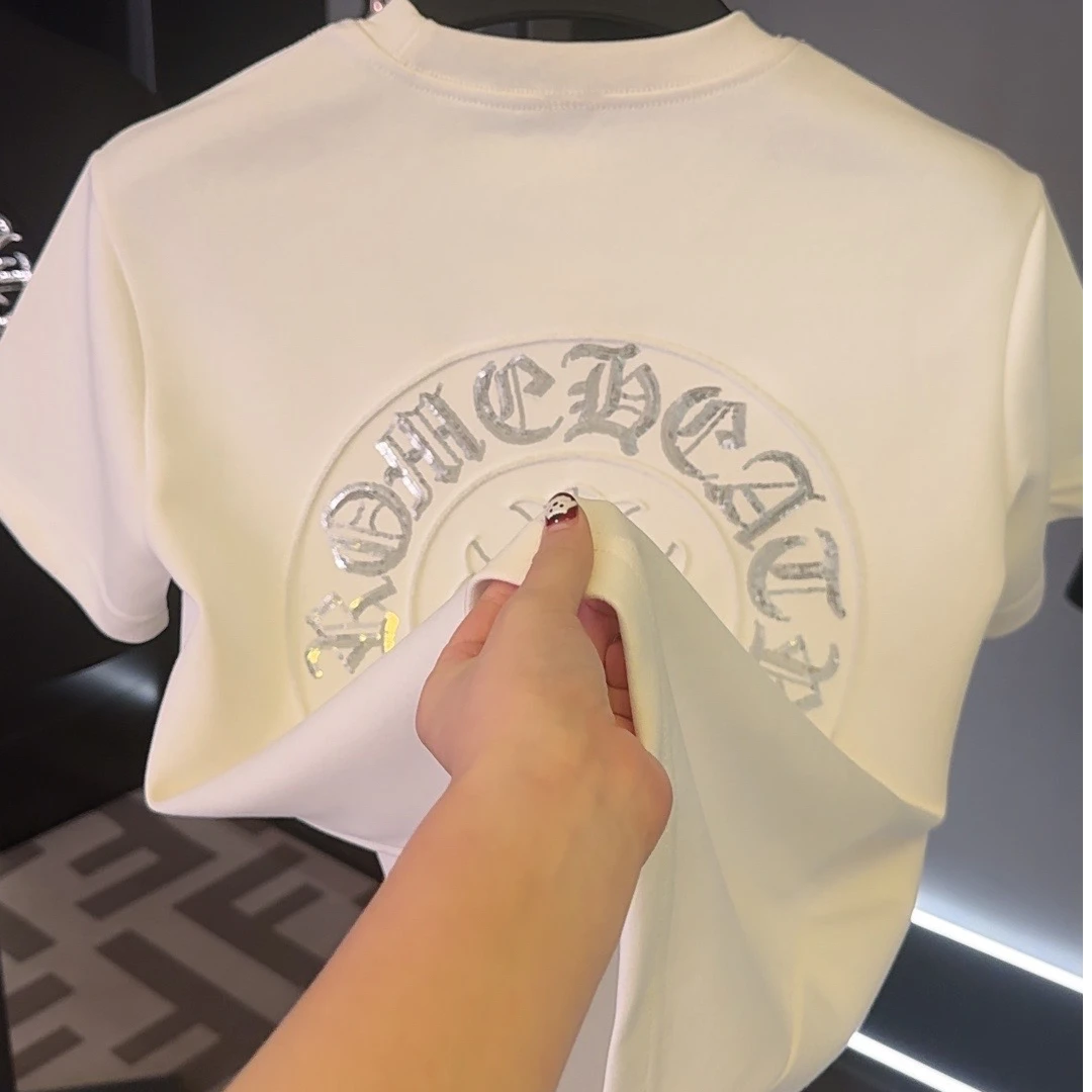 高级刺绣设计款式百搭圆领短袖时尚休闲修身潮流轻奢设计师情侣款