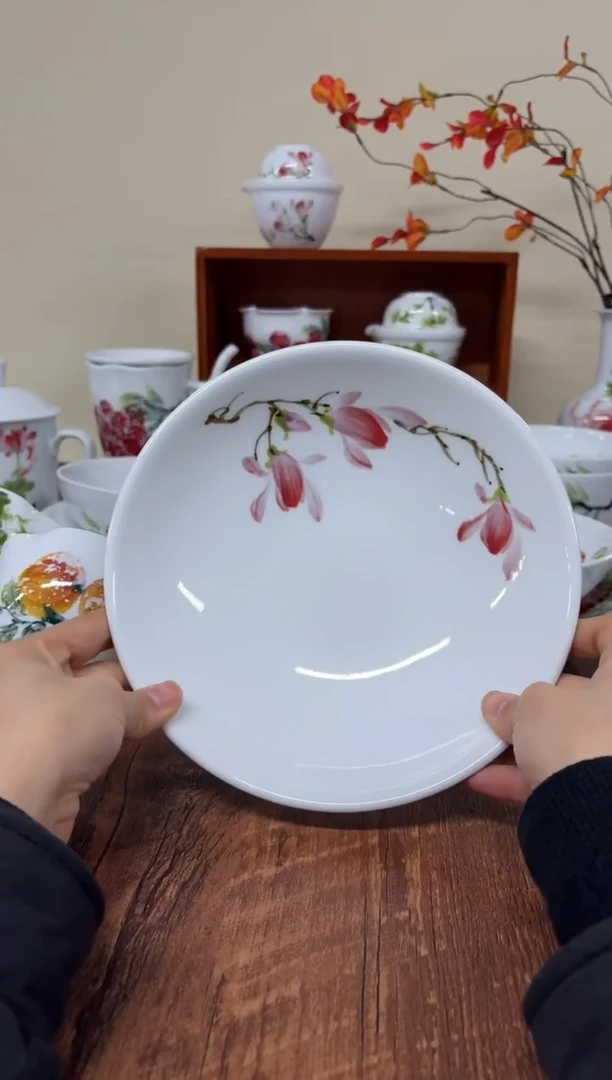 景德镇手绘釉中彩（食品级）圆深盘