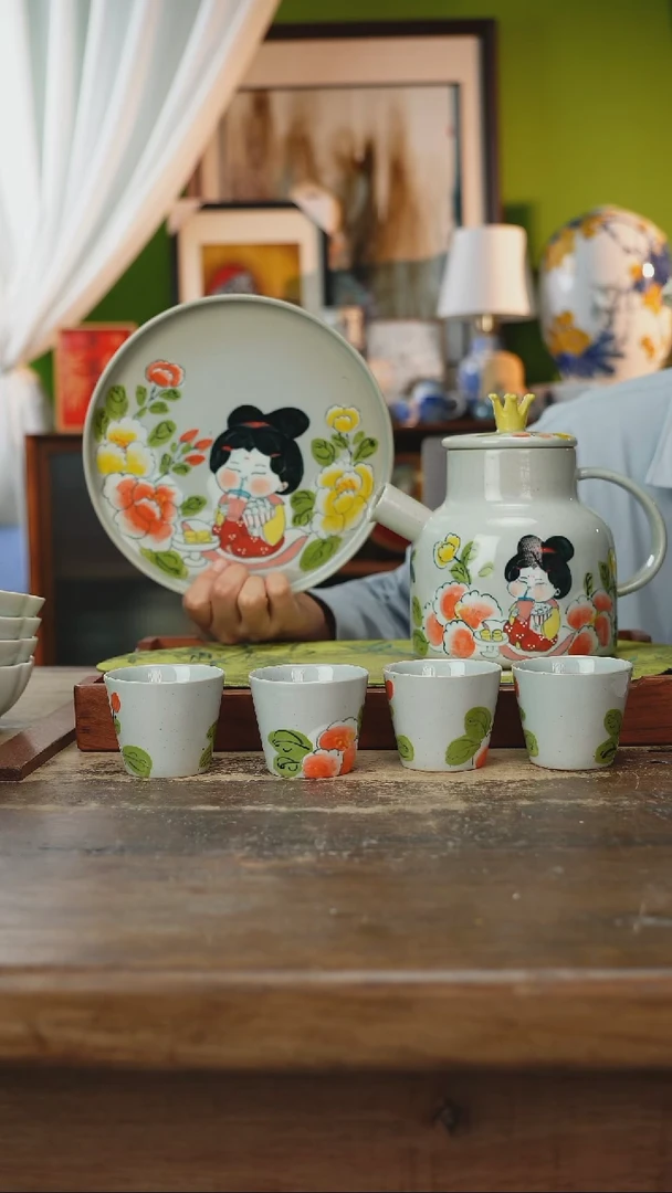 摆件景德镇釉下手绘陶瓷茶具，茶叶罐，咖啡杯
