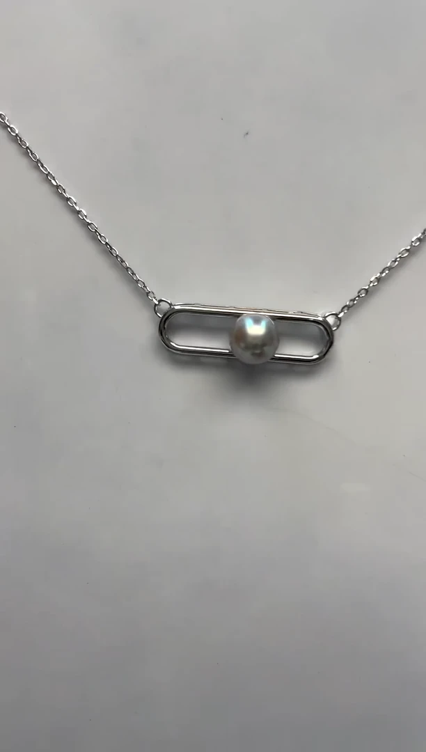 海水珍珠银S925镶嵌颈饰7-8