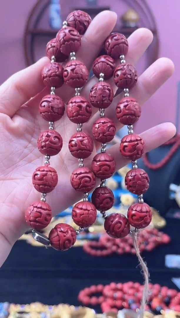 非遗 雕漆 项链 花卉珠