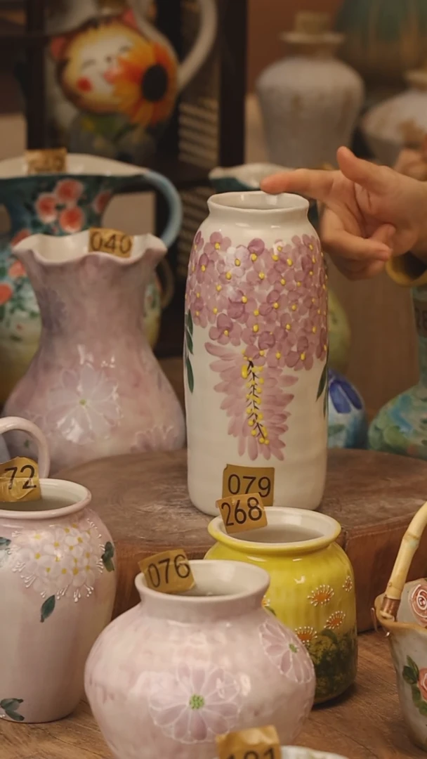 陶瓷景德镇设计师手作花器摆件侘寂风@M079@