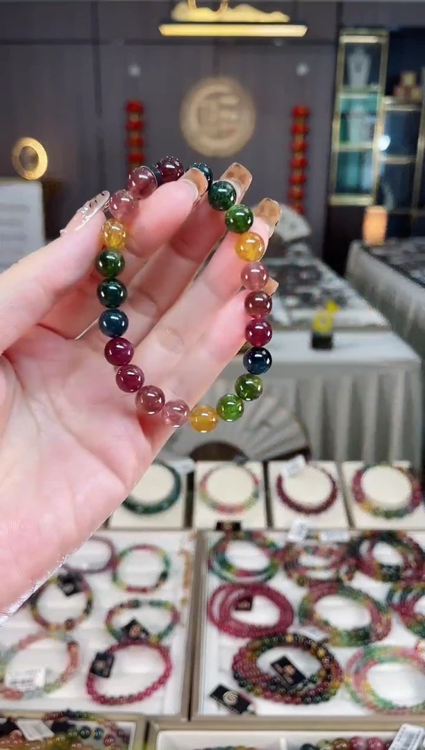 未镶嵌老矿碧玺彩虹单圈手串8mm+碧玺dan多样性发货一条