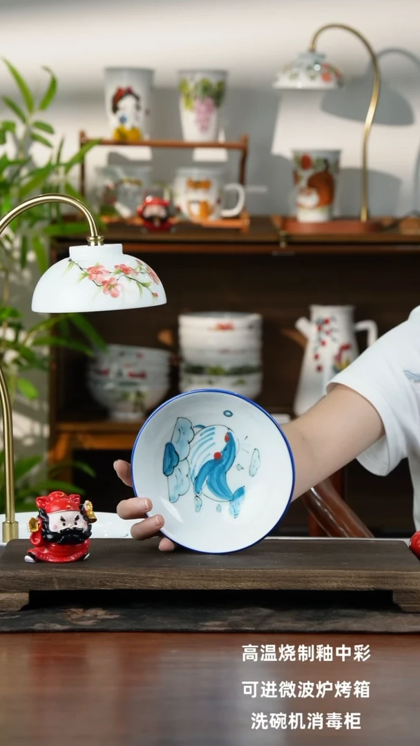 景德镇手绘釉中彩（食品级）小胖碗