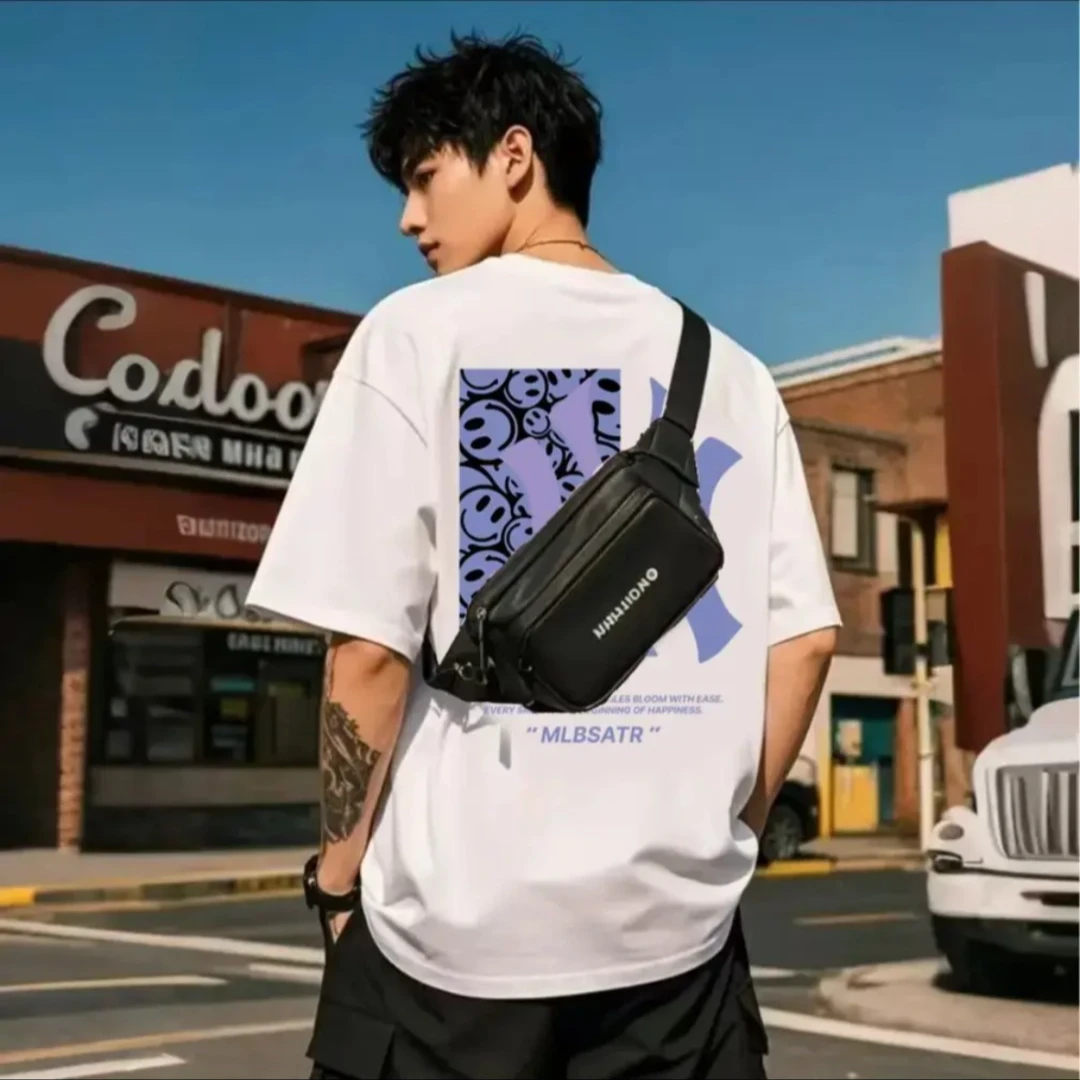 112夏季潮牌T恤男女同款情侣圆领时尚百搭T恤前后笑脸Y